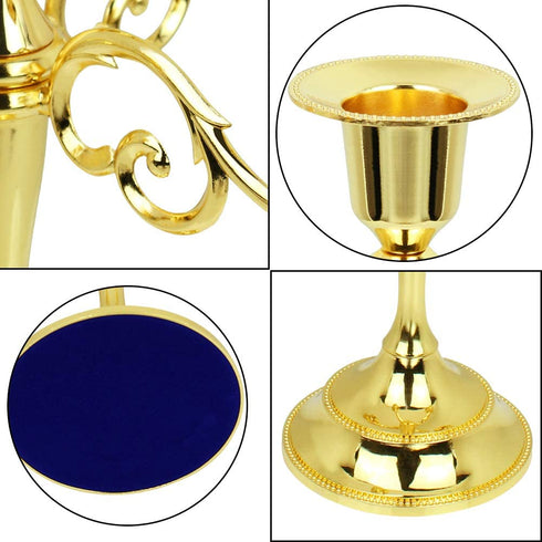 Dorlotou Metal Candelabra 5-Candle 10.1 Inch Tall Candle Holder Stick for Home Wedding Event and Party Festival,Gold