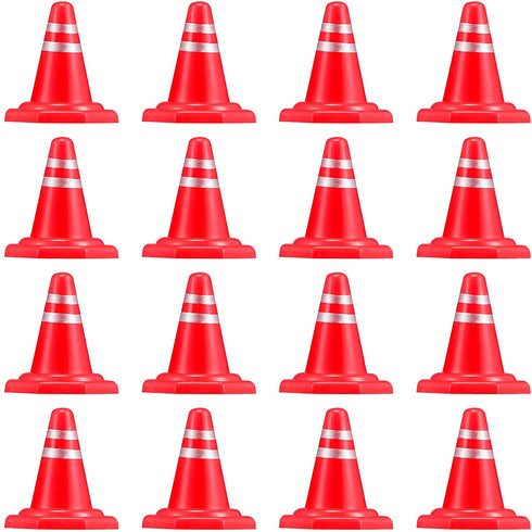 Toddmomy 30Pcs Traffic Road Cones Pretend Play Toys Roadblocks Simulation Traffic Signs Miniature Traffic Cones for Sand Table Engineering Construction
