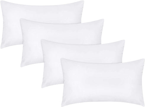 Utopia Bedding Throw Pillows Insert (Pack of 4, White) - 12 x 20 Inches Bed and Couch Pillows - Indoor Decorative Pillows