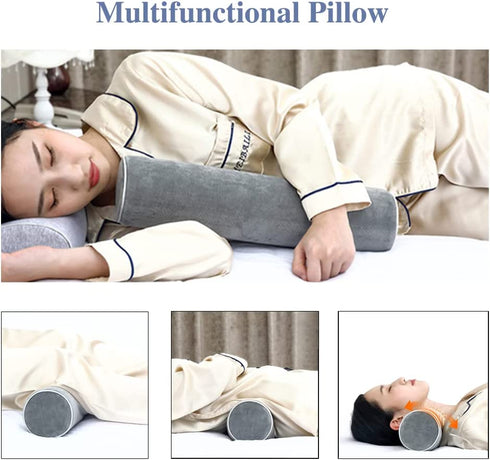 Spclsim Neck Roll Memory Foam Pillow Cylinder Pillows for Neck and Shoulder Pain Relief Round Neck Pillows Support for Sleeping Bolster Pillow for Bed, Legs, Back and YOG