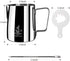 FlamGen Milk Frothing Pitcher 12 oz/350ml, Espresso Steaming Pitcher with Tick Mark, Decorating Art Pen, 16PCS Coffee Decorating Stencils