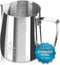 FlamGen Milk Frothing Pitcher 12 oz/350ml, Espresso Steaming Pitcher with Tick Mark, Decorating Art Pen, 16PCS Coffee Decorating Stencils