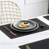 Placemats,Place Mats Coaster for Dinner Table Set of 4 Leather Placemats ,Heat-Resistant Non-Slip Washable Insulation Placemats Modern Fashion Style Placemats,4 Placemats & 4 Coasters (Black)