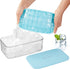 Silicone Ice Cube Tray with Lid container & scoop, Flexible & BPA Free Silicone Mold Making 32Pcs x0.4 Oz Small Square Ice Cubes for Chingling Cocktail and Milk Tea(Blue)