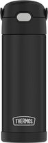 THERMOS FUNTAINER 16 Ounce Stainless Steel Vacuum Insulated Bottle with Wide Spout Lid, Black Matte