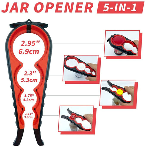 KAGDIDA Bottle Can and Jar Grip Opener 5 Pack, 5-in-1 and 4 pieces Rubber Jar Opener Grippers, Lid Seal Remover Lid Twist Off for Children, Weak Hand and Seniors with Arthritis