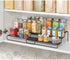 mDesign Adjustable, Expandable Kitchen Wire Metal Storage Cabinet, Cupboard, Food Pantry, Shelf Organizer Spice Bottle Rack Holder - 3 Level Storage - Up to 25" Wide - Bronze