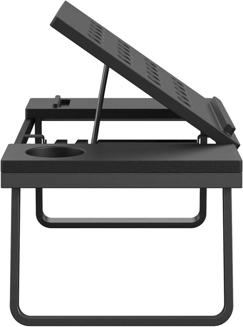 COSCO Folding Laptop, Black w/Cup & Electronic Device Holder, Adjustable & Portable Desk Activity Tray, 1 Pack