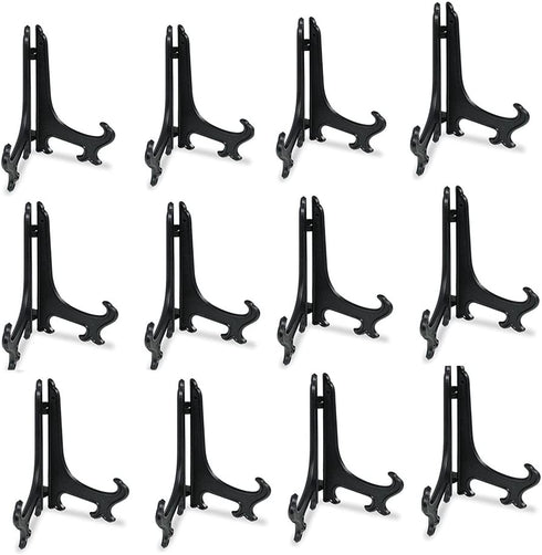 artliving 6inch Black 12pcs/Set Plastic Easels Plate Display Stands Picture Frame Stand Holder