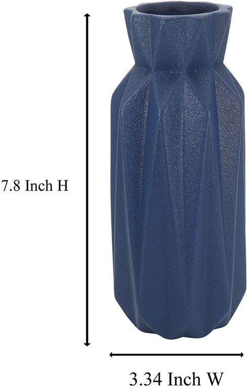 Gemseek 8 Inch Deep Blue Ceramic Flower Vase, Small Table Vase for Living Room Indoor Home Decor, Wedding Centerpieces/Arrangements
