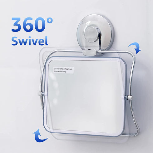 Velmade Shower Mirror Shower Mirror Fogless for Shaving-No Fog Shower Mirror 360 Degree Swivel-Waterproof Large Shower Mirror Rust-Resistant Shower Mirror Fogless for Bathroom-NO Drilling-Chrome