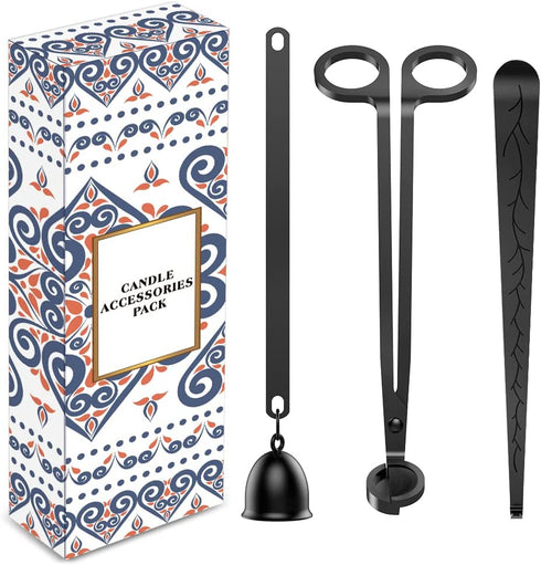 RONXS 3 in 1 Candle Accessory Set, Candle Wick Trimmer Cutter, Candle Snuffer Extinguisher, Wick Dipper with Gift Package for Candle Lover (Black)