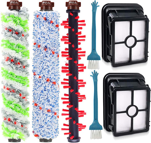 Dekiru Compatible with Bissell Crosswave 1 Pack 2306 Multi-Surface Pet Brush Roll + 1 Pack 1934 Area Rug Brush Roll + 2 Pack 1866 Vacuum Filter Replacement Kit + 1 Pack Multi-Surface 1868 Brush Roll