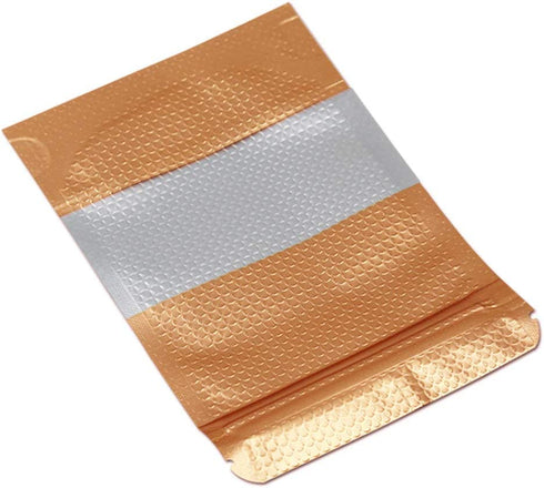 100Pcs Stand Up Mylar Bags Orange Color Aluminum Foil Packaging Bag with Line Clear Window for Zip Self Seal Lock Food Storage Zipper Lock Package Pouch 3.5x5.1 inch