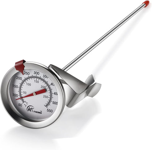 KT THERMO Candy/Deep Fry Thermometer with Instant Read,Dial Thermometer,12" Stainless Steel Stem Meat Cooking Thermometer,Best for Turkey,BBQ,Grill
