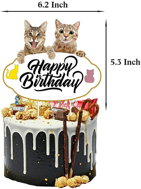 Koyatti Cat Theme Birthday Party Decorations Set,Cat Lover Birthday Party Supplies for Kids Girls,16 MEOW Balloons,Cat Face Banner and 24 Cupcake Toppers,A Big Happy Birthday Caketopper