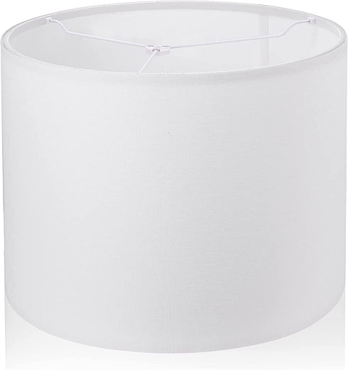 Wellmet 13"x13"x10" Lampshade Assembly Required for Table Lamp ,Bedside Lamp,Floor Lamp,Fabric Drum Lampshade Classic Modern Style,Spider Fitter ,Off White
