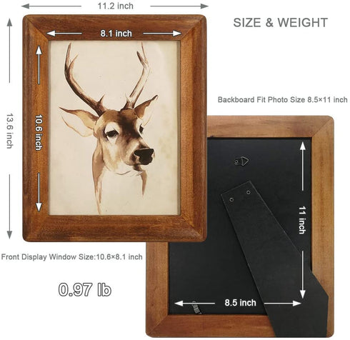 icheesday 8.5x11 Wood Picture Frames,Rustic Brown Diploma Certificate Award Photo Frame