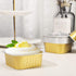 Baking Cups Aluminum Foil, EUSOAR 5oz 50pcs Reusable Cupcake Cups with Lids, 150ml Pie Ramekins, Desserts Flans, Custard Cake Pudding Jello Cups, Catering Party Favor-Gold