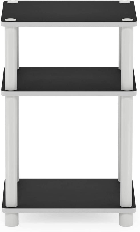 Furinno Just 3-Tier Turn-N-Tube End Table / Side Table / Night Stand / Bedside Table with Plastic Poles, 1-Pack, White/White
