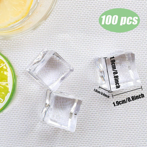 Hamiggaa 100 PCS Clear Fake Ice,Acrylic Decorative Ice Cubes Display,Reusable Crystal Ice Rocks for Home,Decoration,Wedding,Vase Filler,Centerpieces,Photography