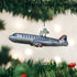 Old World Christmas 46065, Trains, Helicopters, Boats and Trucks Glass Blown Ornaments for Christmas Tree Passenger Plane, Glitter Gray