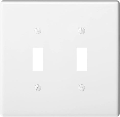 2-Gang Toggle Light Switch Wall Plate Double Switch Decorator Plate Covers, Dual Switch Faceplate Standard Size 2-Gang 4.48" x 4.57" (Standard-Size, 10-Pack,White)