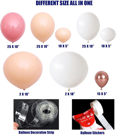 Beaumode DIY Matte Dusty Pink Peach Balloon Garland,Balloon Arch Wedding Cream Baby Shower Bridal Shower 1st Birthday Photo Backdrop Party Decoration (Dusty Pink and Peach)