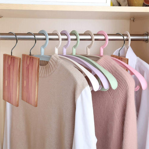 TIMESETL 12 Pack Cedar Hang Ups and 2 Pack Cedar Sachets Bags, 100% Natural Cedar Blocks with Light Cedar Fragrance Odor Protection for Wardrobes Closets and Drawers Freshener Clothes