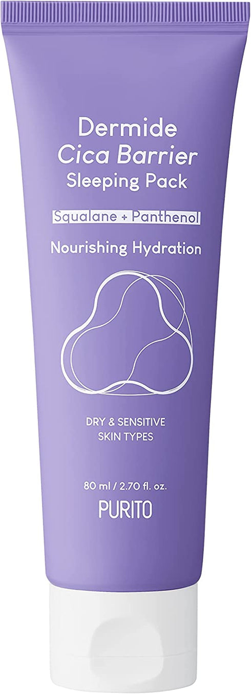 PURITO Dermide CICA Barrier Sleeping Pack 2.7 fl.oz / 80ml ceramide and centella, Night Cream, Sensitive Type, Moisture Pack