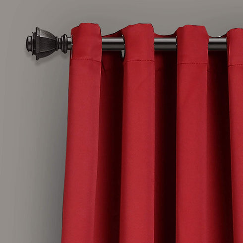 Lush Decor Curtains-Grommet Panel with Insulated Blackout Lining, 95 in L Pair, Red