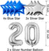 20th Birthday Decorations for Men Women Boy Girl,Blue Black Birthday Party Supplies with 20 Silver Number Balloon Happy Birthday Banner for 20th and 2nd Birthday Party