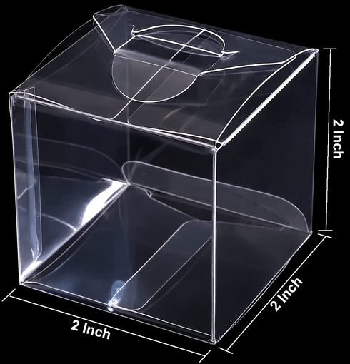Nicunom 120 PCS Clear Favor Boxes, 2" x 2" x 2" Plastic Favors Boxes Gift Boxes Transparent Cube Boxes Single Individual Packaging for Macaron Candy Minigifts Wedding Party Baby Shower