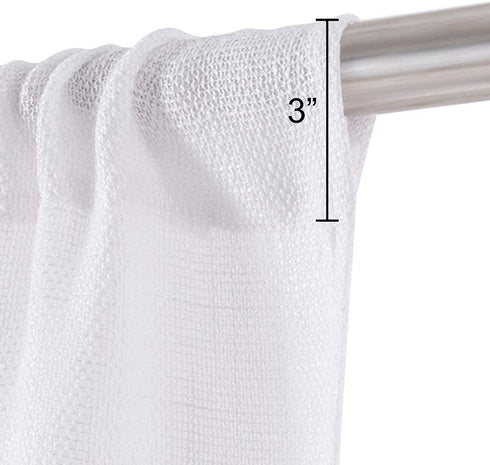 Valea Home Burlap Tier Curtains for Kitchen Rustic Tan Rod Pocket Curtains for Short Window 36 inch Linen Cafe Curtains, White, Set of 2