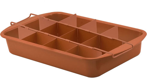 Baking with G&S Nonstick Brownie Pan with Divider, Copper, 3-Piece Set, Durable and Easy to Use