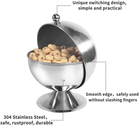 Newness Stainless Steel Multi-purpose Sugar Bowl with Roll Top for Home & Kitchen