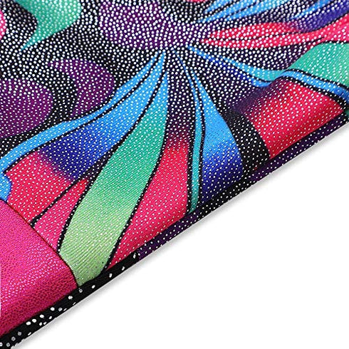 Leotards for Girls Gymnastics with Shorts Sparkle Butterfly Flowers Pattern Sleeveless Biketards Hotpink Black
