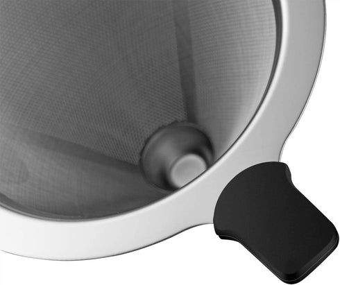 Small Size Pour Over Coffee filter Paperless Pour Over Coffee Dripper Manual Reusable Stainless Steel Coffee Filter, Single Drip Brew, Double Mesh Liner (1~2 Small Cups)