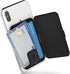 Sinjimoru Phone Card Holder Stick-on Phone Card Case, Phone Wallet Credit Card Holder on Back of Phone with up to 3 Cards and Cash Storage. Card Zip Black