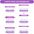 LEXINGWARE ?6 PACK?Plastic Food Storage Containers with Lids Airtight Square Meal Prep Containers, Microwave, Freeze, Dishwasher Safe (Transparent-Purple, 35.5oz-6 Pack)