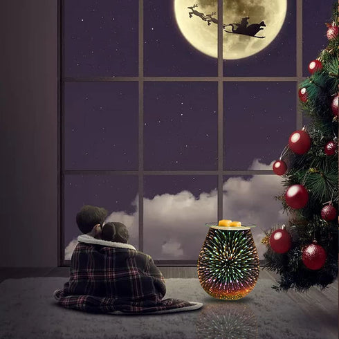 lovegerger Oil Burner Electric Candle Wax Warmer Burner Melter Fragrance Warmer for Home Office Bedroom Aromatherapy Gift& Décor 2 Bulbs Included (Fireworks)