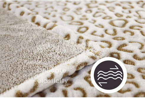 FY Fiber House Flannel Fleece Throw Blanket, Lightweight Cozy Plush Microfiber Bedspreads for Adults,60 by 80-Inch,Brown Leopard