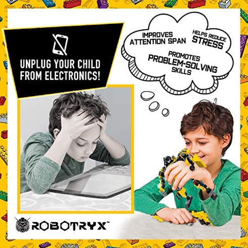 JITTERYGIT Robot Building Toy Gift for Boys, Perfect STEM Gift for Builders Ages 6, 7, 8, 9, and 10 Year Olds, Yellow Zakarpian (238 Pcs) Robotryx