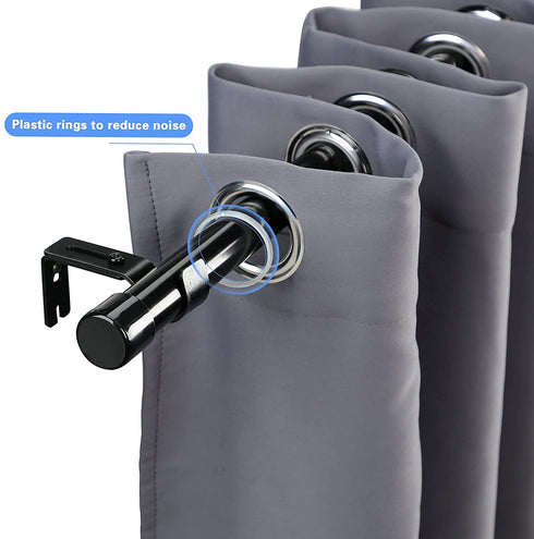 Curtain Rods for Windows 30 to 62 Inch, 1 Inch Black Curtain Rod Set, Stainless Steel Heavy Duty Drapery Rods with Adjustable Brackets for Room Divider, Bedroom, Living room, Kitchen, Bathroom, Black