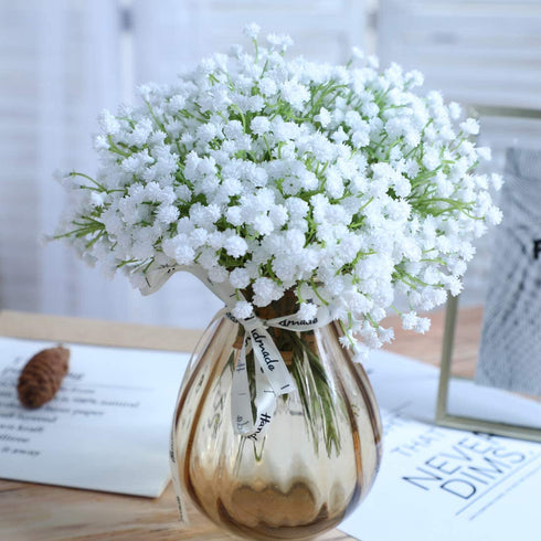 20 pcs 60 Branches White Babys Breath Flowers Bouquests Artificial Fake Gypsophila for Wedding Bridal Bouquet Garland DIY Floral Arrangement Wreath Home Office Table D©cor Centerpiece Real Touch