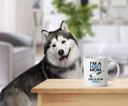 DogsMakeMeHappy Printed Coffee Mug - Husky Mom Coffee Mug