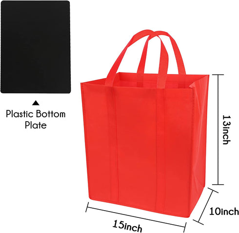 Shindel 12 Pack Reusable Grocery Tote Bag, Reinforced Handle Grocery Bags Heavy Duty Large Shopping Totes, Kitchen Reusable Grocery Bags, 15x13 inch