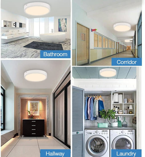 DLLT LED Flush Mount Ceiling Light, 24W Led Surface Round Ceiling Light 1920LM (220W Incandescent Equivalent) 3000K Warm White for Kitchen, Closet, Bedroom, Hallway