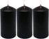 3 Pack 3x6 Inches 70 Hour Long Burning Unscented Pillar Candles, Dripless and Smokeless Candles for Home Weddings Restaurant Spa Church - Black