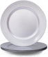 Silver Charger Plates, Round Dinner Charger with Beaded, 13 Inch Plastic Plate Chargers for Wedding, Table Decor, Set of 6